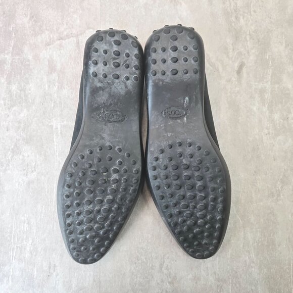 Tods Driving Loafers 9.5 Black Leather Preppy Career Slip On Dress Pointed Shoes - Picture 7 of 11